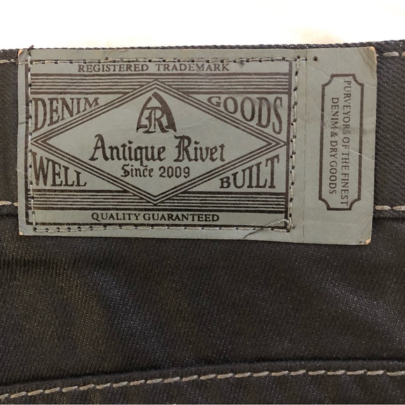 Antique Rivet Straight Leg Black Coated Denim Jeans No.10 Zip Men’s 32x30 NWT - Picture 5 of 12